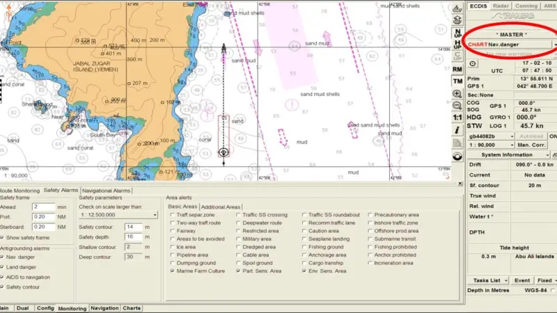 Transas Ecdis shoals