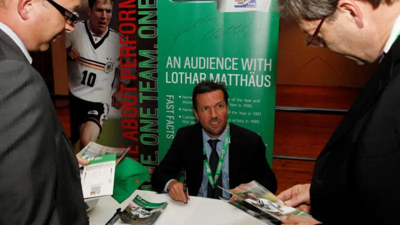 German football legend Lothar Matthäus meets guests at the Castrol-supported gala dinner