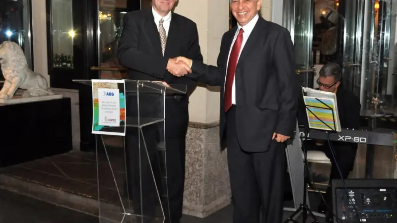 Signing the letter of intent establishing the ABS Brazil Offshore Technology Center in Rio de Janeiro is ABS senior vice president of technology Peter Tang-Jensen (left) and Professor Segen F. Estefen, director of technology and innovation, the ...