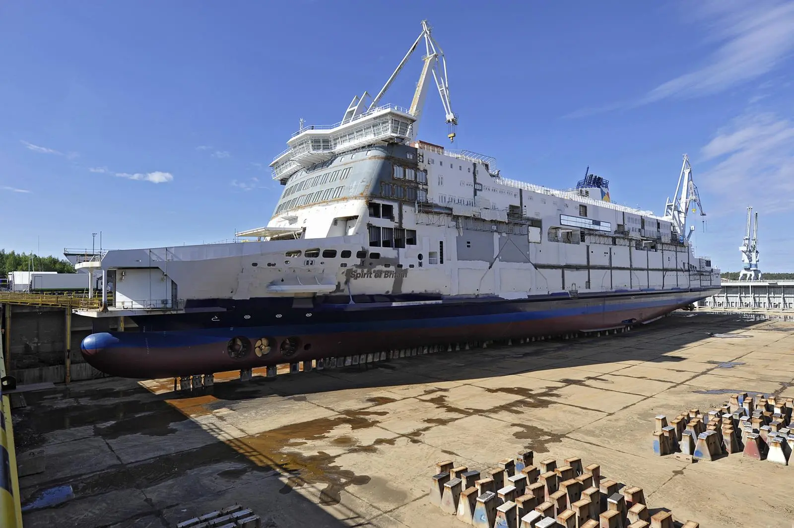 Spirit of Britain prior to her launch at STX Europe’s Rauma shipyard