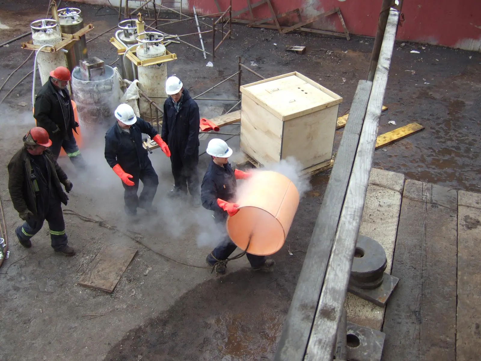 Compac bearing for the 638mm shaft being carried to the stern tube for installation