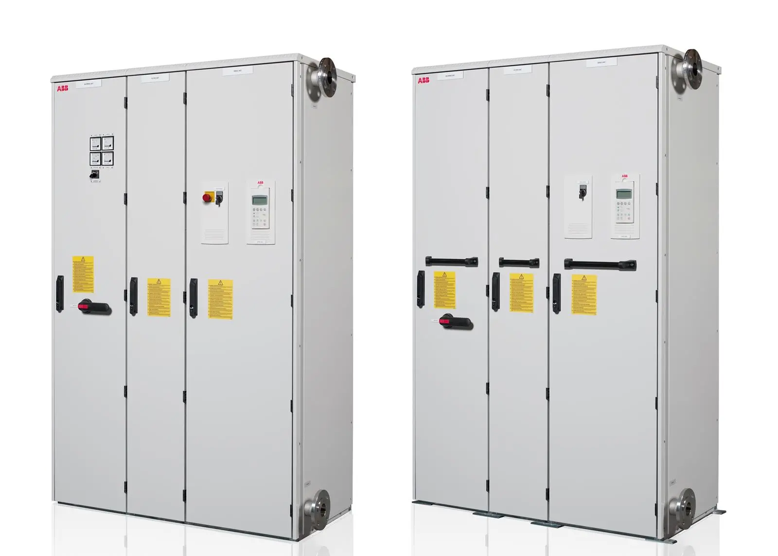 ABB liquid-cooled industrial drives are highly compact and totally enclosed cabinets making them suitable for harsh ambient conditions