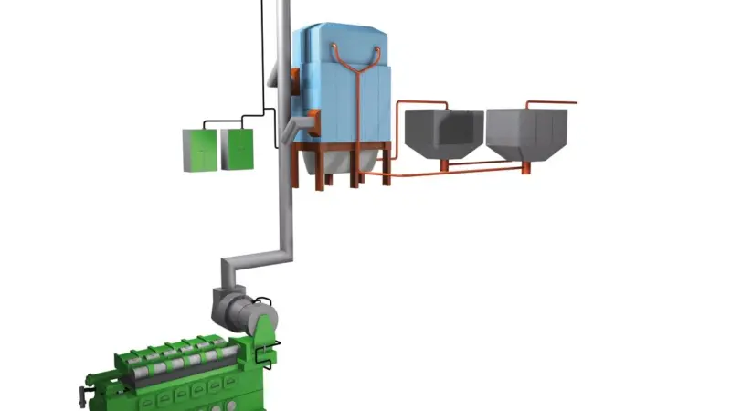 Simplified illustration of an MAN Diesel & Turbo engine with a DryEGCS system