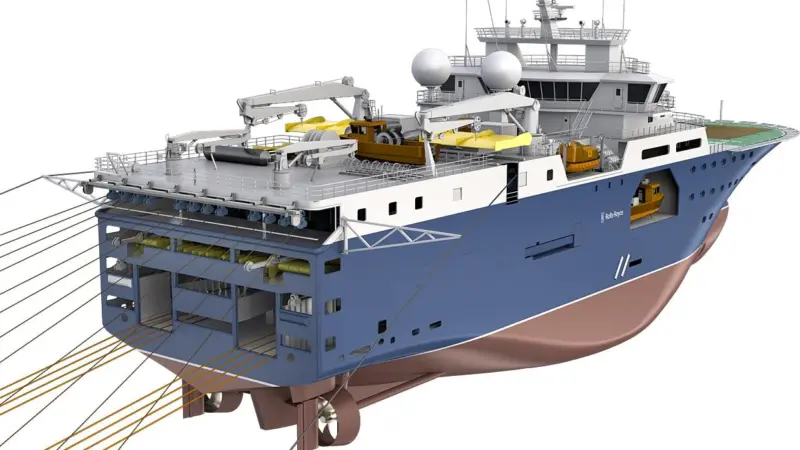 Image of the UT 830 CD Rolls-Royce designed seismic research vessel
