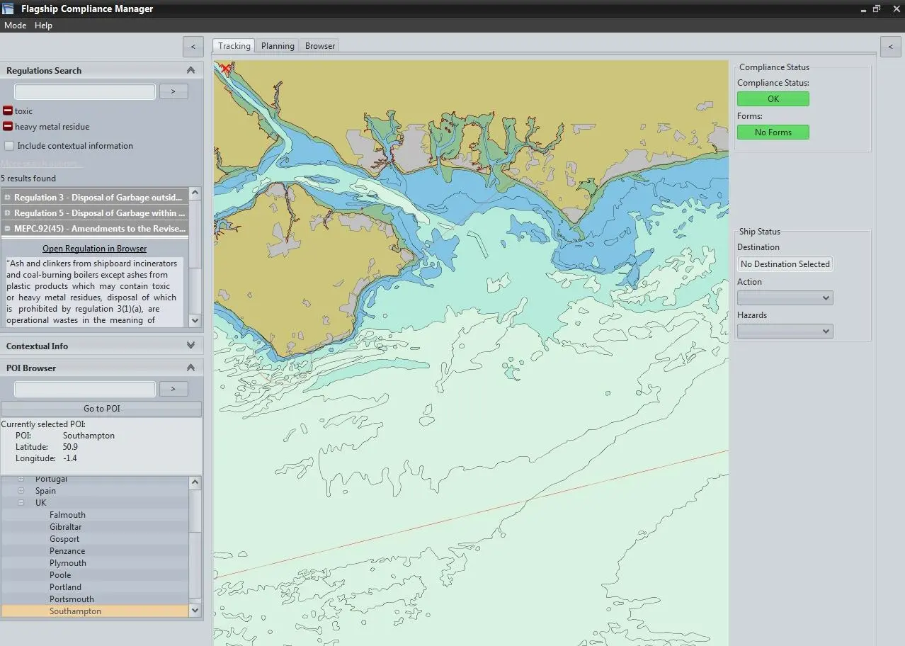 ‘Regulations’ screen shot from Flagship RCS