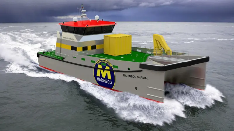 Damen’s Twin Axe-bow catamaran for wind farm service operations