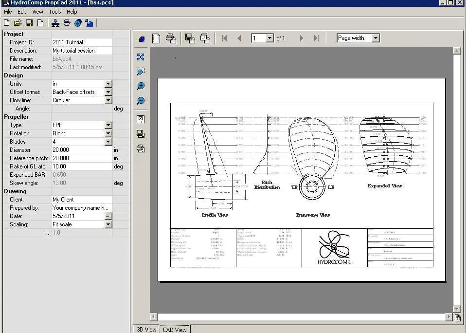 Screen shot of PropCad 2011