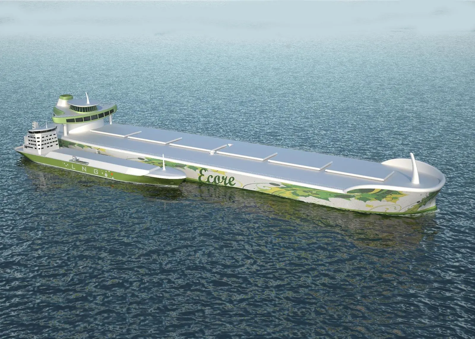 Ecore, a joint industry LNG-fuelled bulk carrier concept, with FKAB bunkering vessel alongside