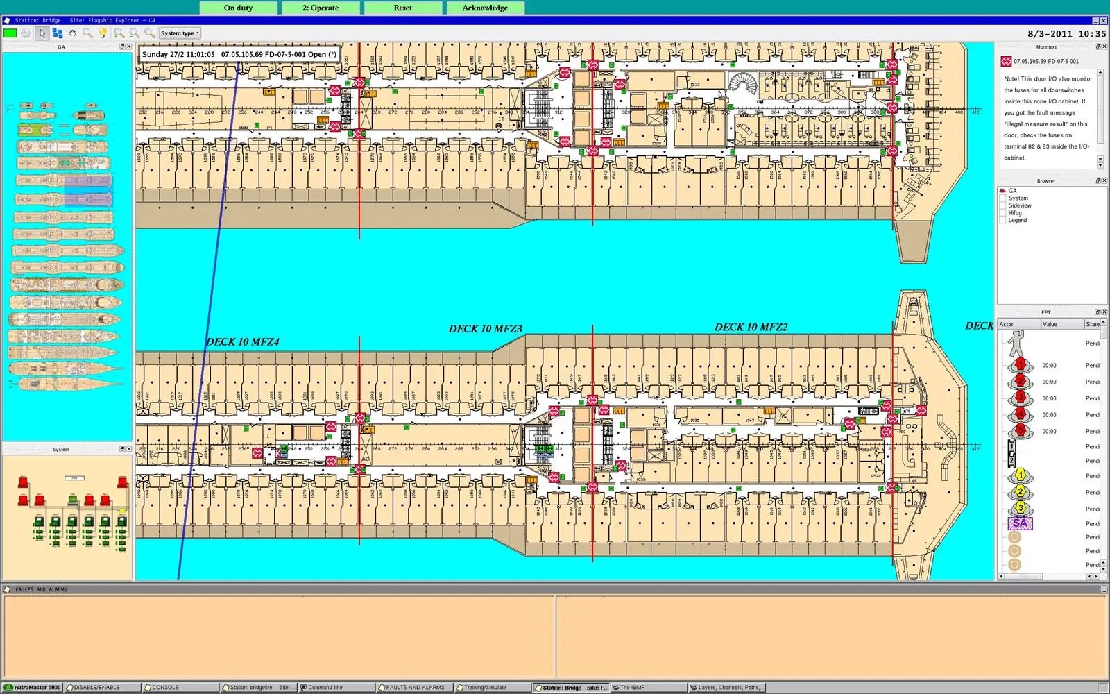 Example of Flagship-ISEMS display for a cruise vessel (courtesy of Autronica)