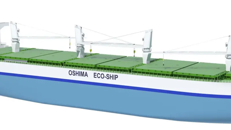 Image of the ‘ECO-ship 2020’ open hatch bulk carrier developed by Oshima and DNV