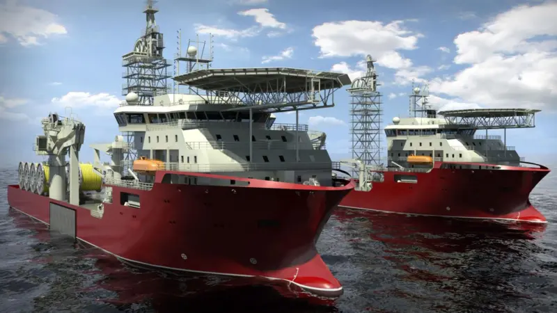 Rendering of the Wärtsilä-designed pipelay vessels to be built at DSME for service in Brazil
