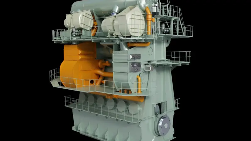 EGR unit (shown in orange) on MAN low-speed engine