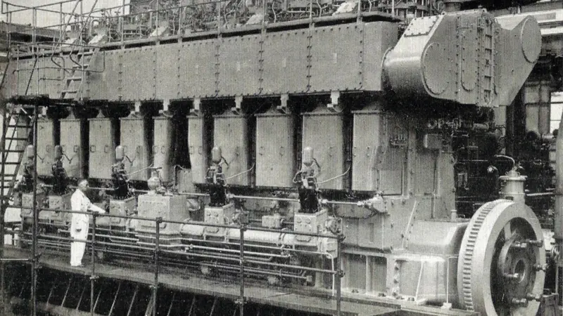 A Fiat 600mm-bore crosshead engine on test – one then-prominent name in marine engines that has moved on to other things