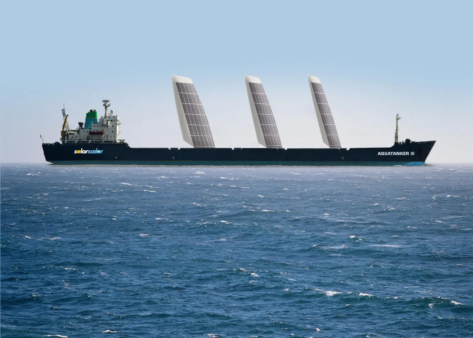 Water tanker designed by Solar Sailor: the company believes that in 50 years time all bulkers and tankers will have wings