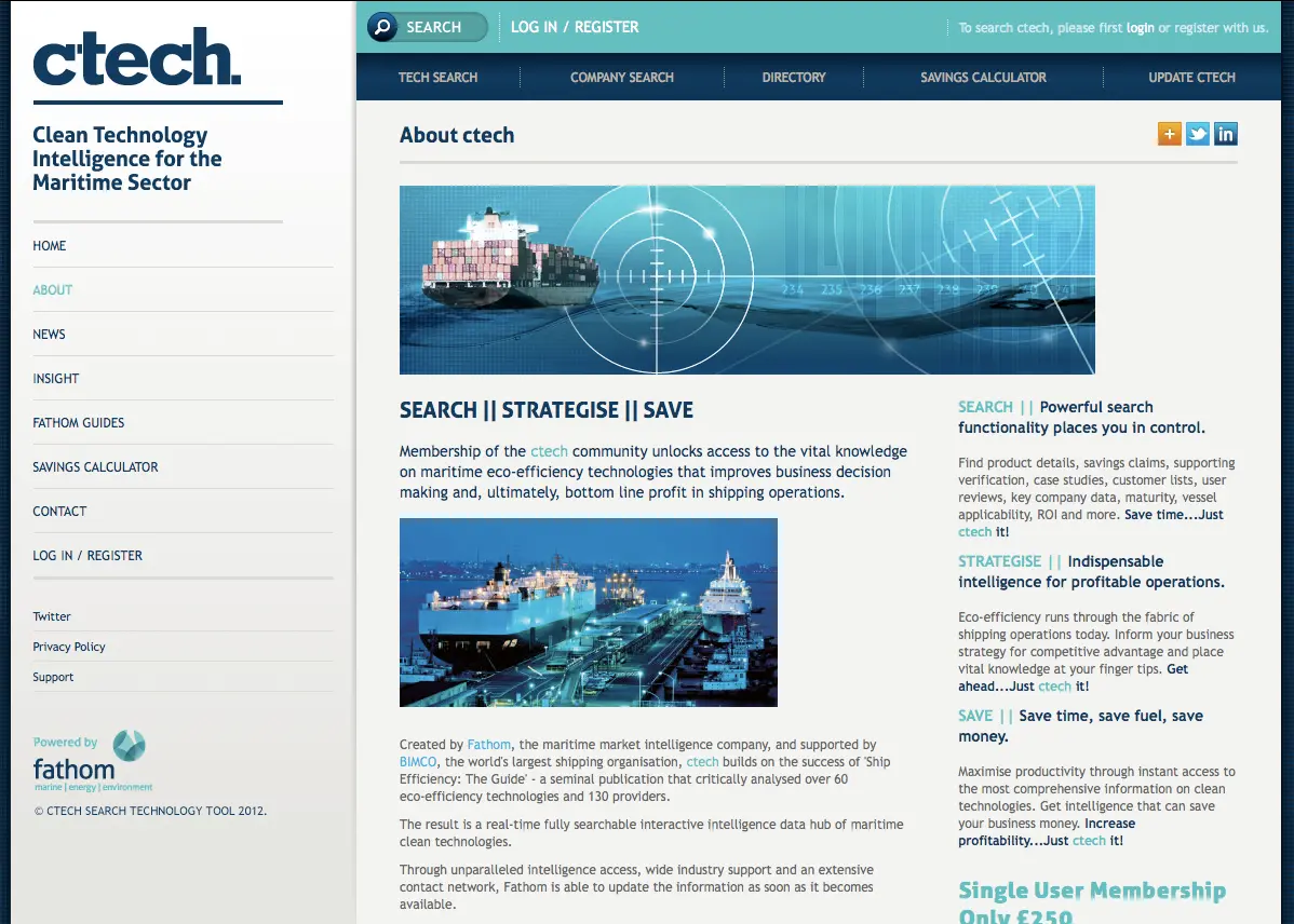 CTech provides a searchable web-based ship energy efficiency resource