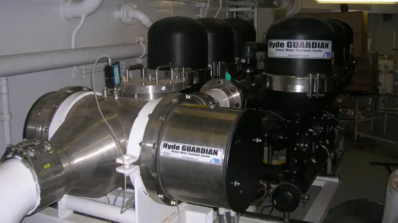 A Hyde Guardian ballast water treatment system installed onboard a cruise ship