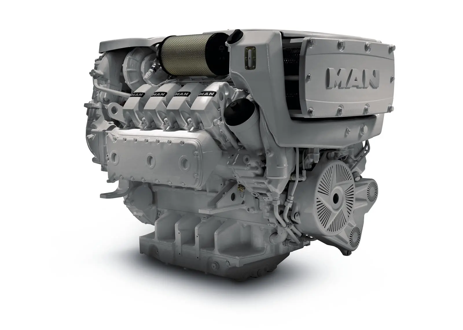 MAN’s D2868 LE421 heavy-duty rated high-speed marine diesel, from the group’s truck and bus division in Nuremberg