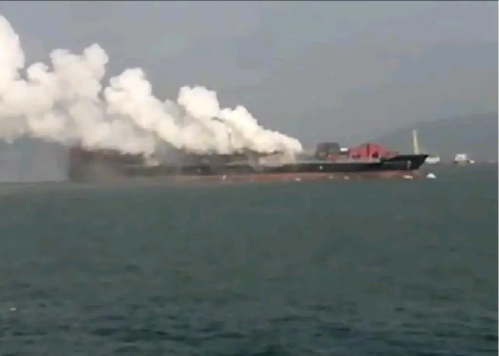 The MV Amsterdam Bridge was carrying hazardous cargo when fire broke out on Sunday 9 September 12