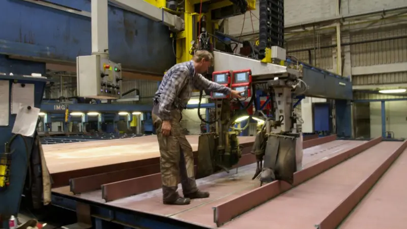 Shipbuilding often requires long welded seams, and a tandem process such as the Fronius TimeTwin digital system, seen here at the P+S Werften Wolgast yard, can speed up the welding process