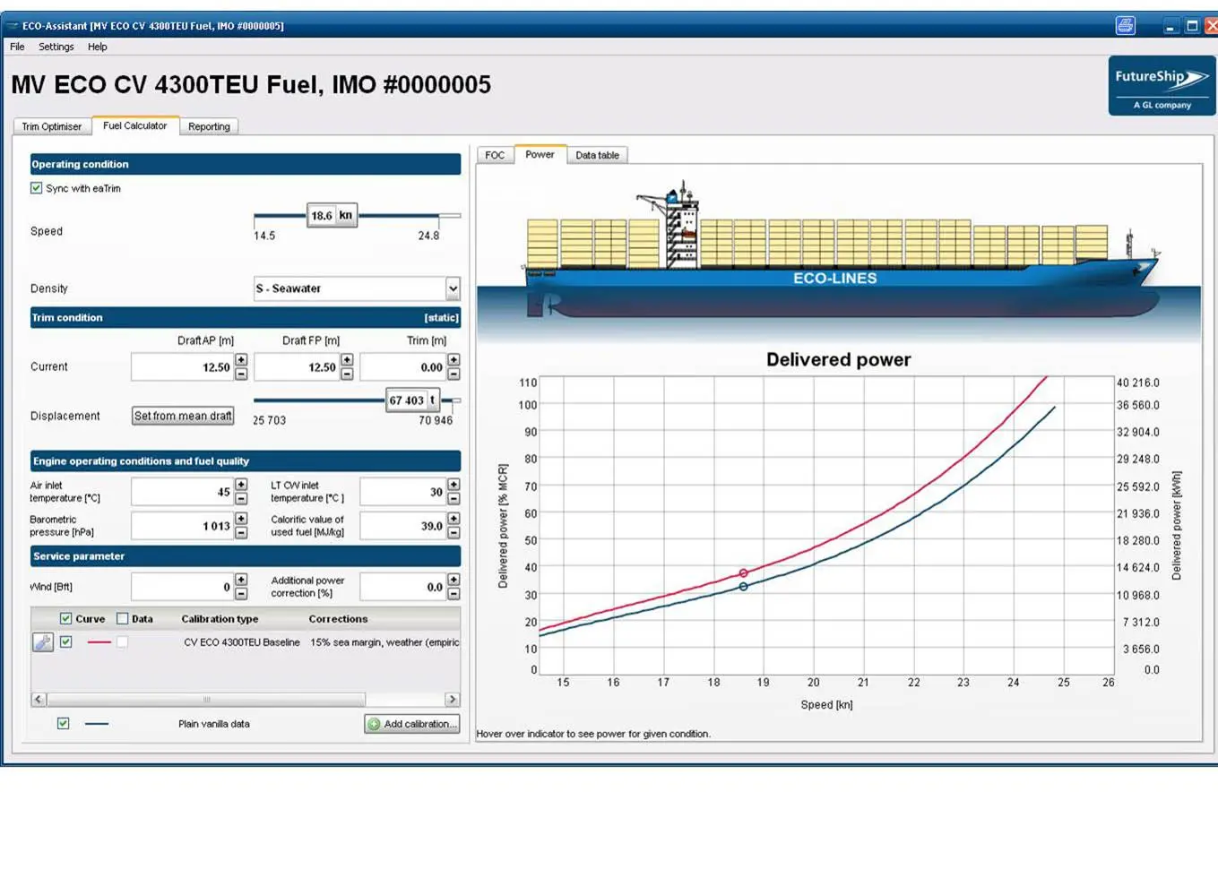 Fuel Calculator: The Fuel Calculator predicts fuel consumption for actual load condition, speed and ambient conditions