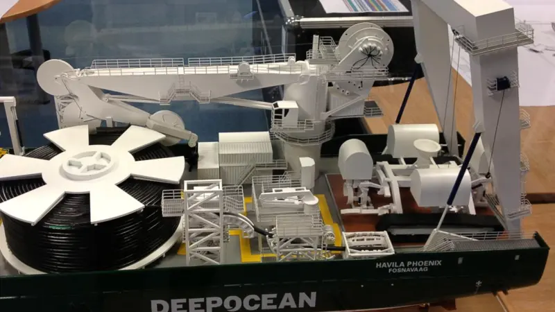 The new equipment is shown on a model of the ‘Havila Phoenix’ after conversion (Deep Ocean)