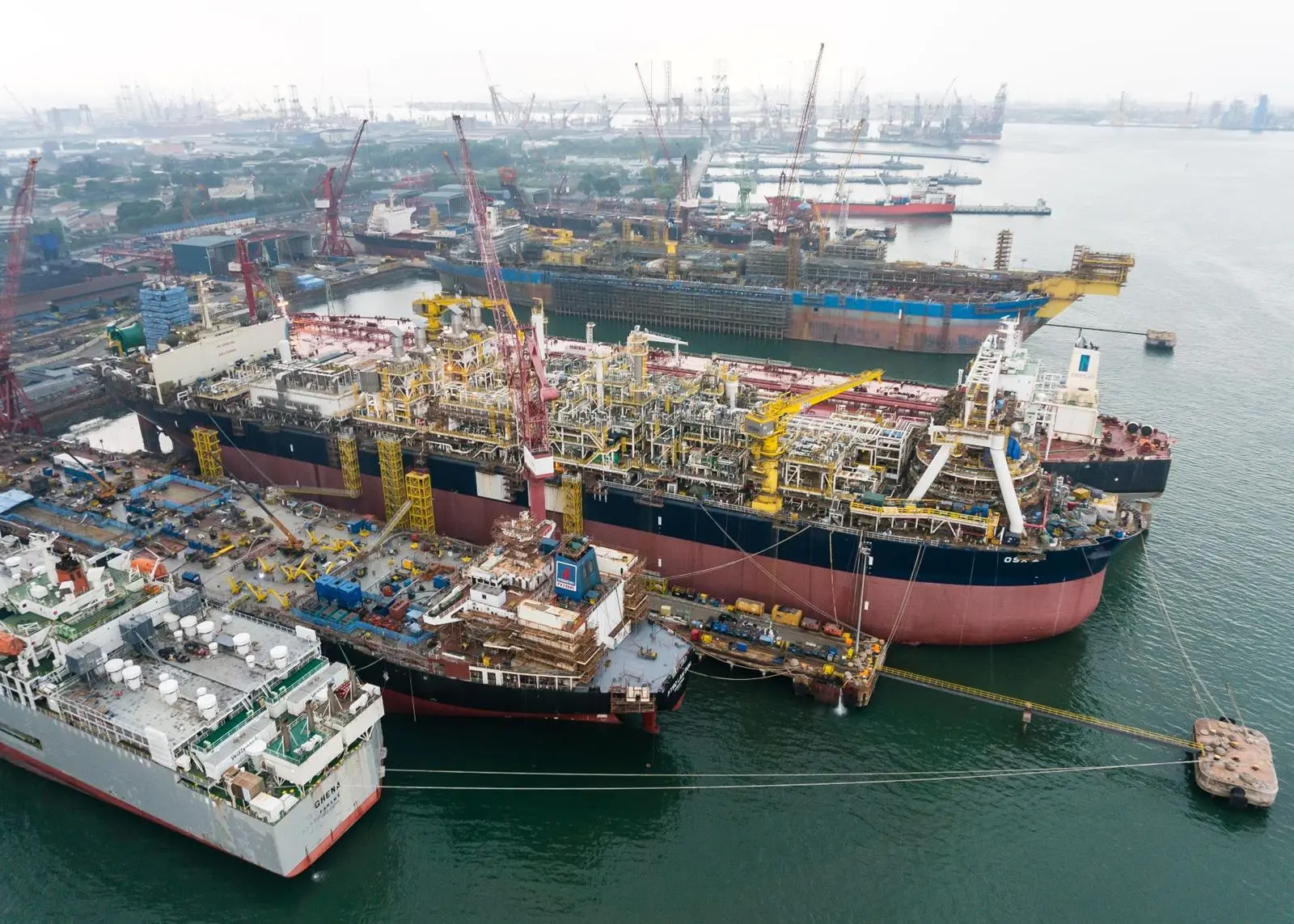 Keppel’s Singapore facility, showing a previous SBM FPSO conversion project, OSX-2