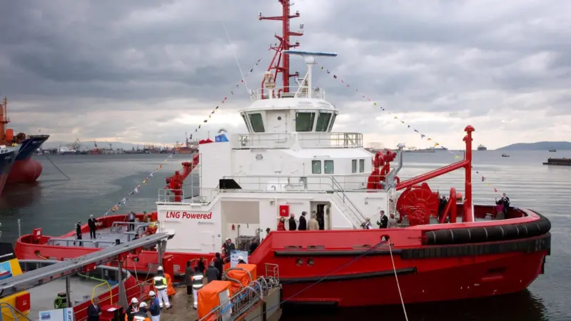 ‘Borgøy’ at its naming ceremony at the Sanmar yard in Turkey