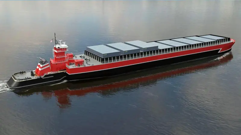 Proposed ATB container unit – LNG as fuel, with gas carried in tanks on the barge, is being considered for this type of application