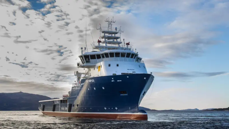 The 72m platform supply vessel (PSV) was christened 'Olympus'