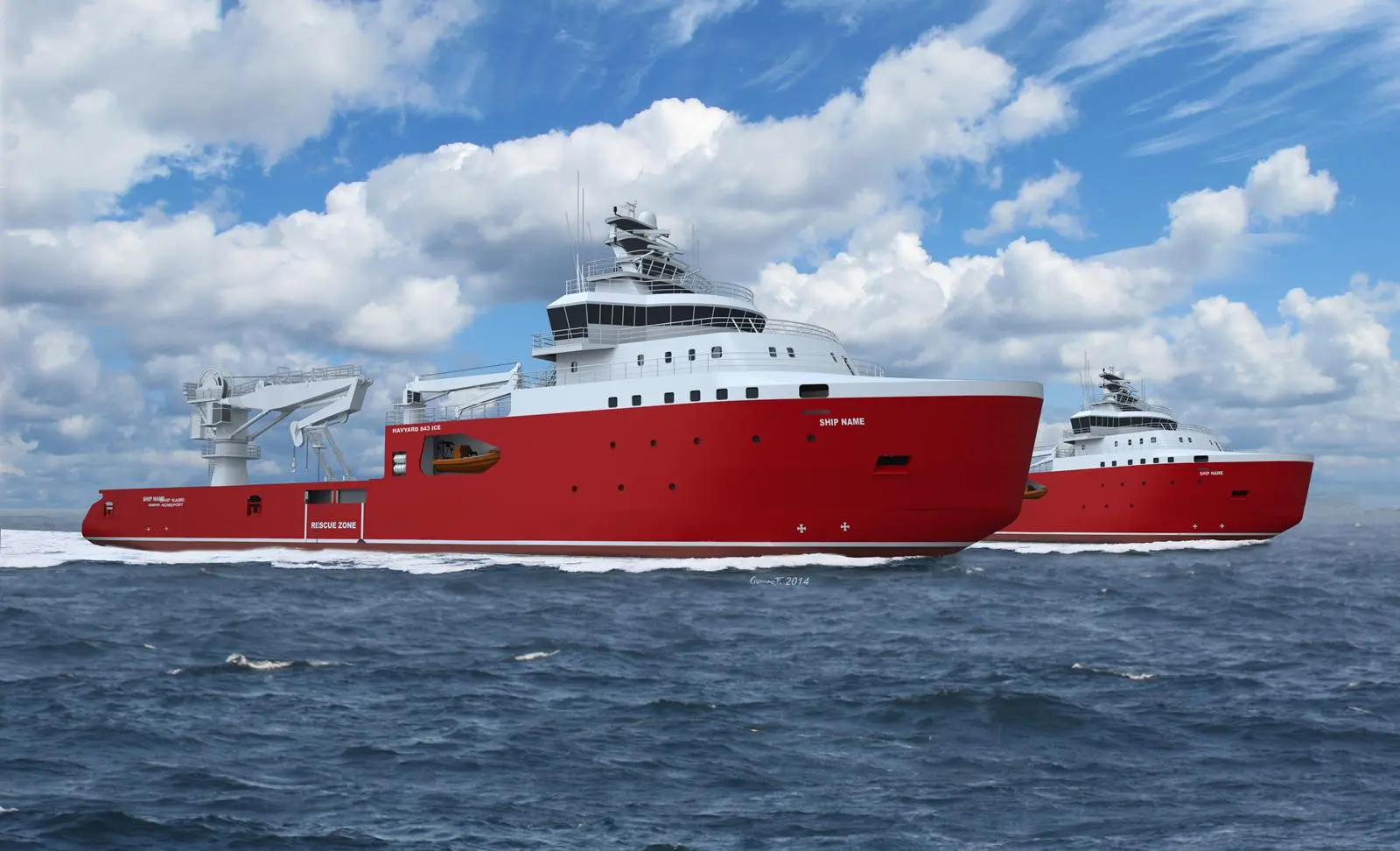 The 86.7m vessels will have the DNV ice class Icebreaker Ice 10 and Winterizes Cold (-30°C)