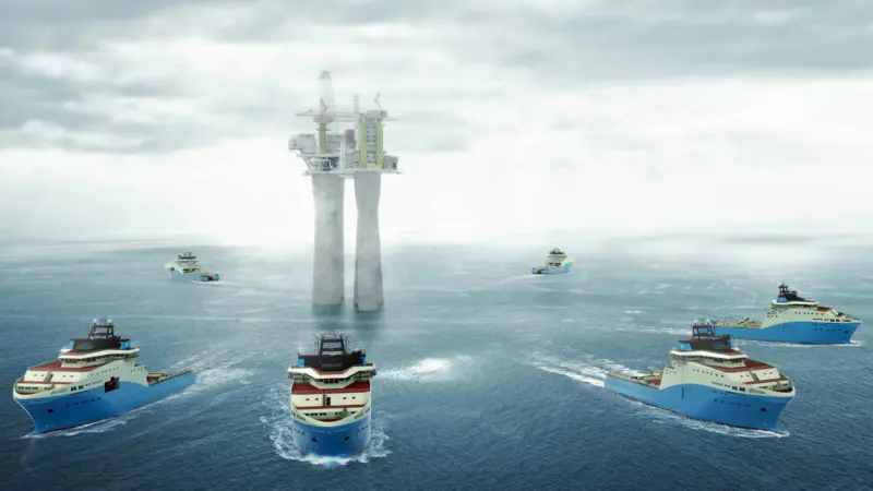 An impression of the six AHTS ships to be built by Kleven for Maersk Supply Services, and equipped by Rolls-Royce