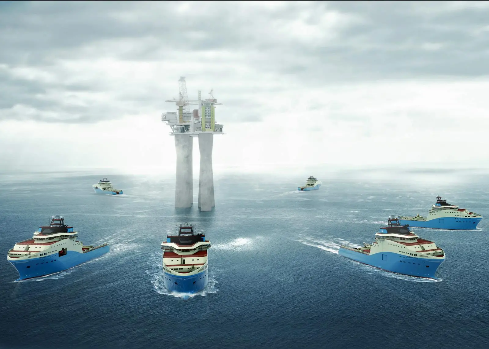 An impression of the six AHTS ships to be built by Kleven for Maersk Supply Services, and equipped by Rolls-Royce