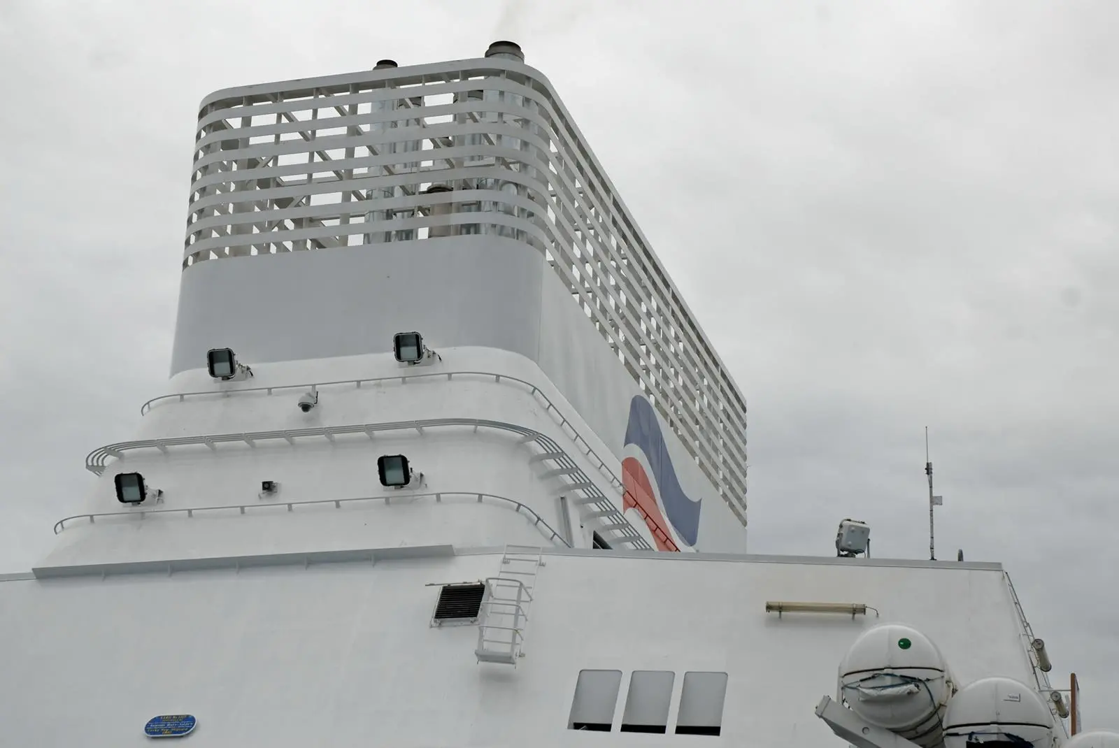 The ‘Normandie’s’ enlarged funnel houses seven scrubbers