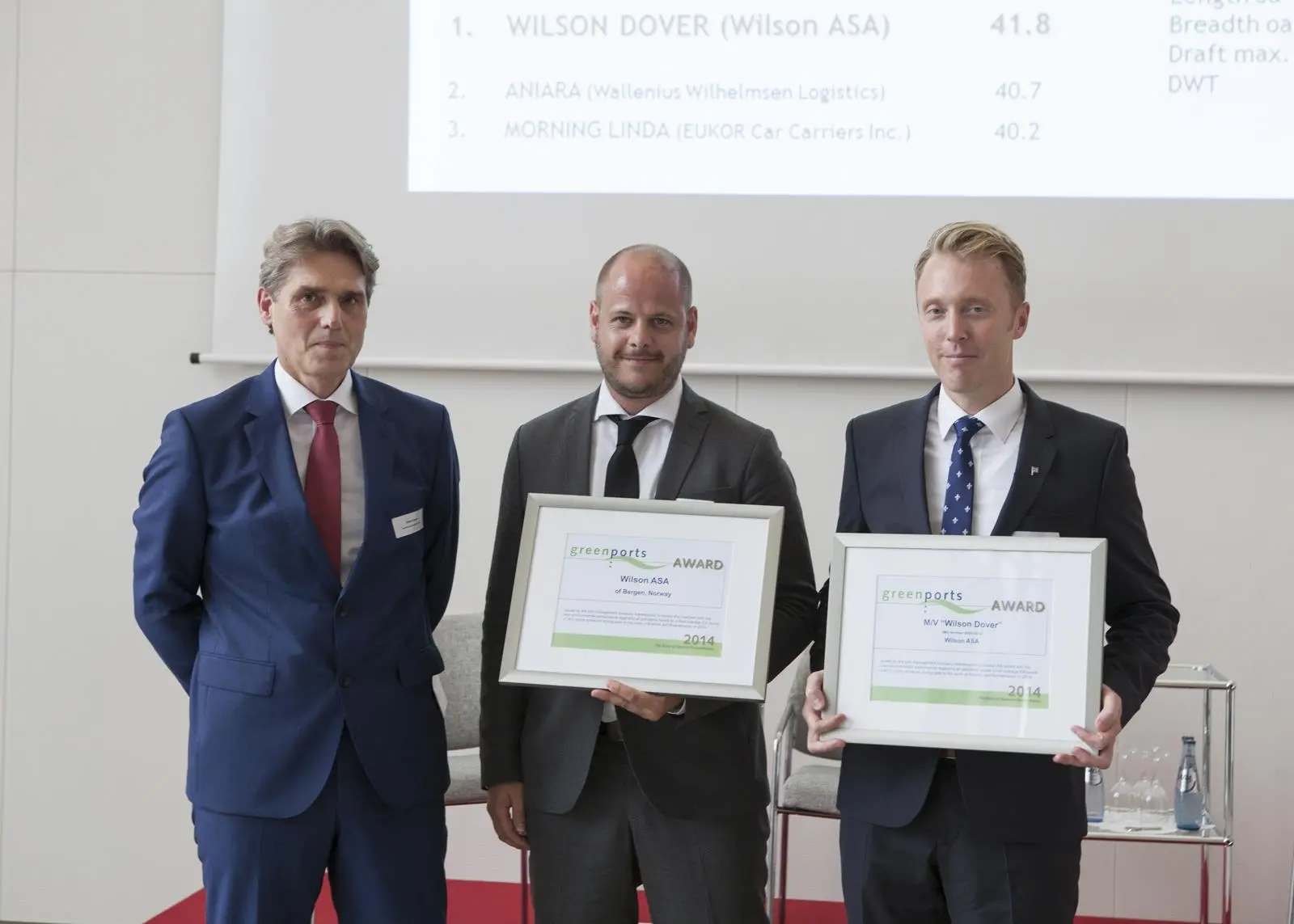 The award was given to the most eco-friendly vessel to call at the ports of Bremen and Bremerhaven in 2014