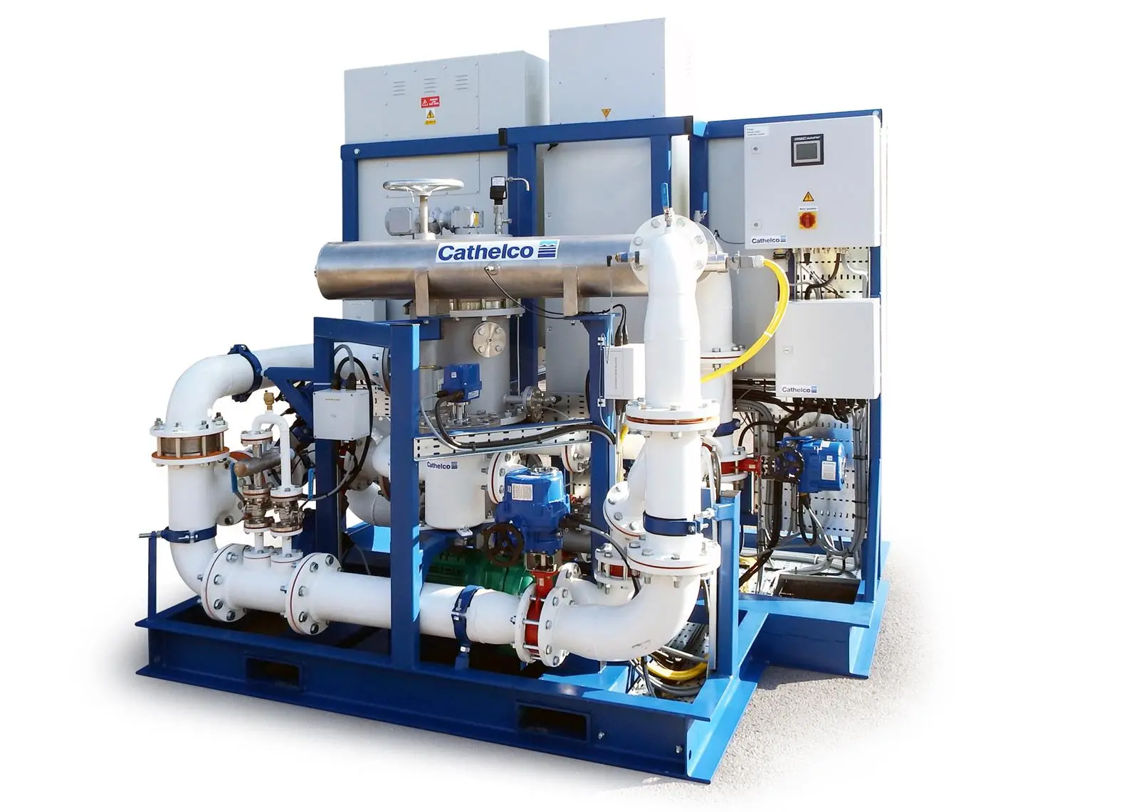 The Cathelco BWM system uses turbidity and UV transmittance sensors to adjust the UV dose to the specific demands of the seawater processed