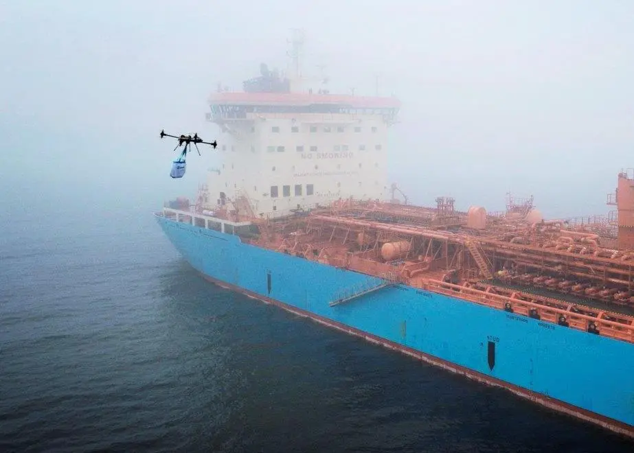 A first successful drone delivery for Maersk Tankers vessel 'Maersk Edgar'