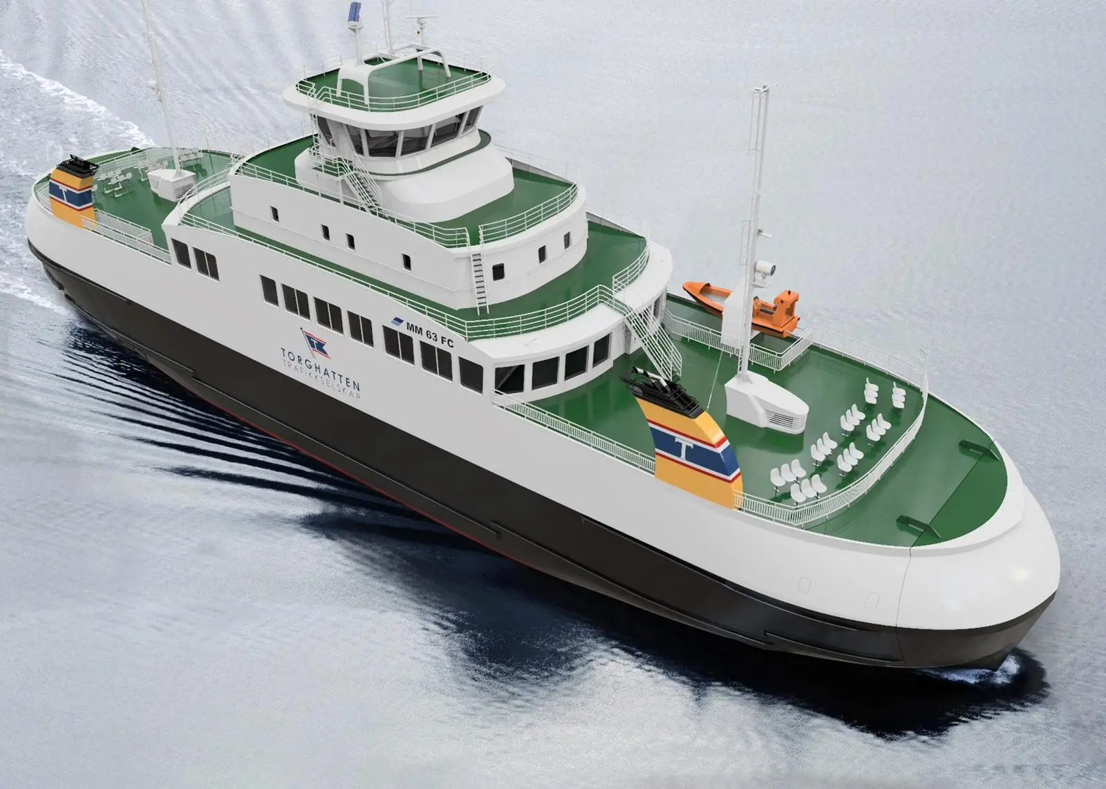 The MM63 car ferry will be initially feature two battery packs as a hybrid vessel, with the option to add a further sixteen packs and shore connection to make it fully electric