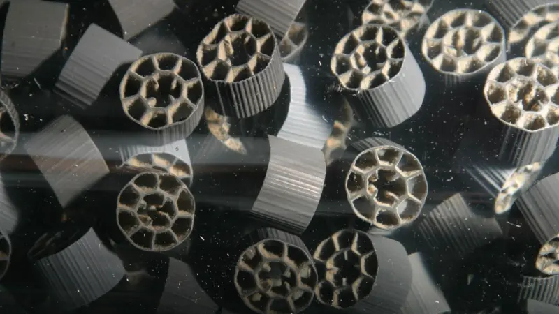 Mobile biofilm carriers in reactor. Photo: Evac