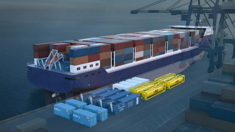 Containerised engines, batteries, accommodation blocks and fuel tanks enable easy installation and maintenance