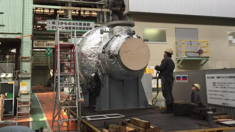 MAN's new high-pressure SCR unit, enabling Tier III NOx compliance with a reduced footprint for two-stroke engines