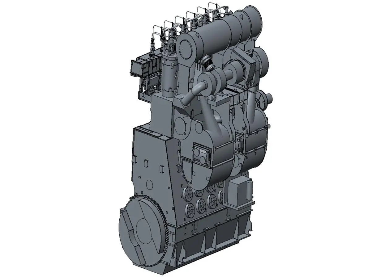 An illustration of the MGO mono-fuel engine under development by Japan Engine Corp