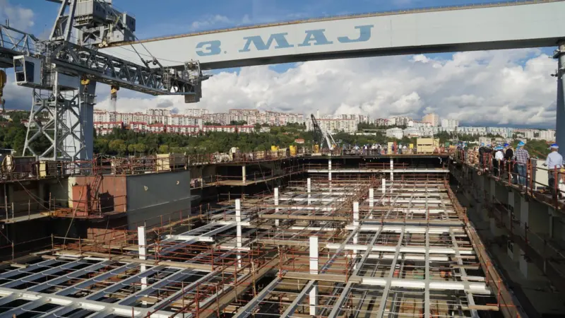 'Siem Cicero', the first car carrier to use composite materials its in cargo deck structure, being built at 3 Maj