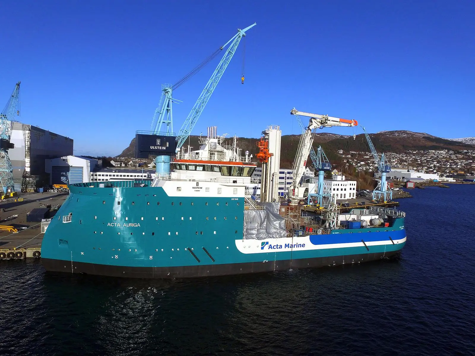 Ulstein Verft’s latest delivery, walk-to-work windfarm support vessel 'Acta Auriga' (photo: Benny Banen, Acta Marine)