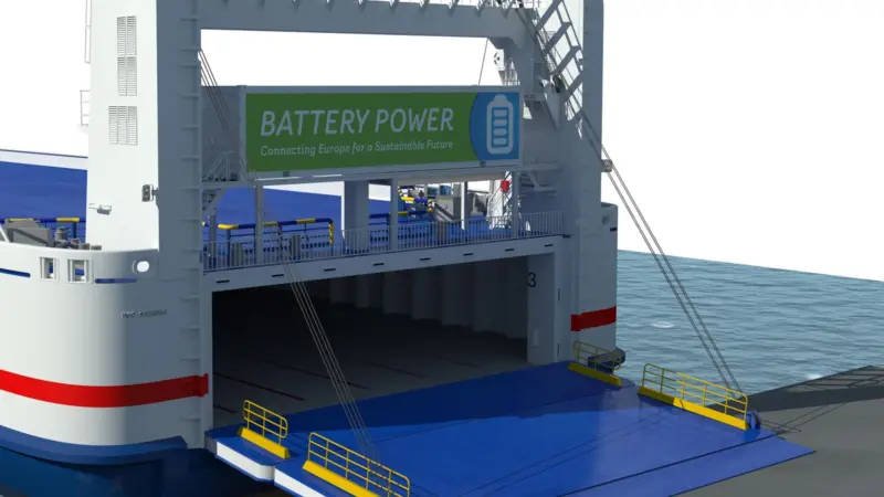 Batteries are being installed on Stena's combined passenger and freight ferry 'Stena Jutlandica'