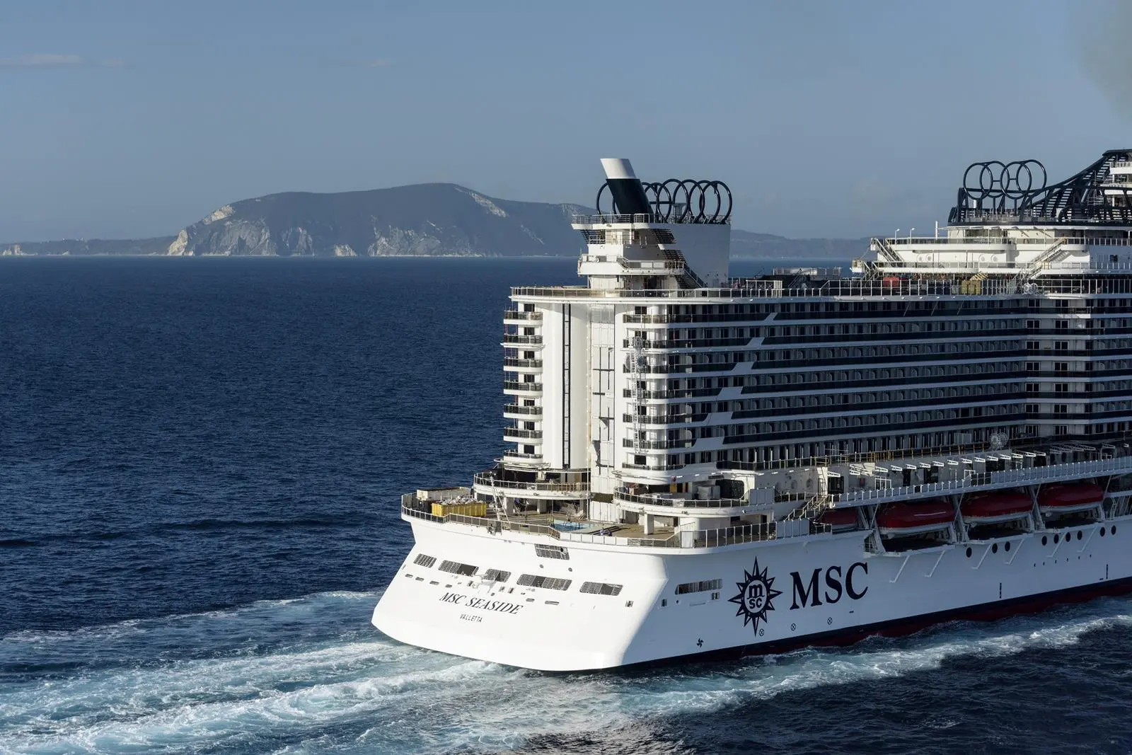 The distinctive aft end of 'MSC Seaside', said to be reminiscent of a Miami Beach condo