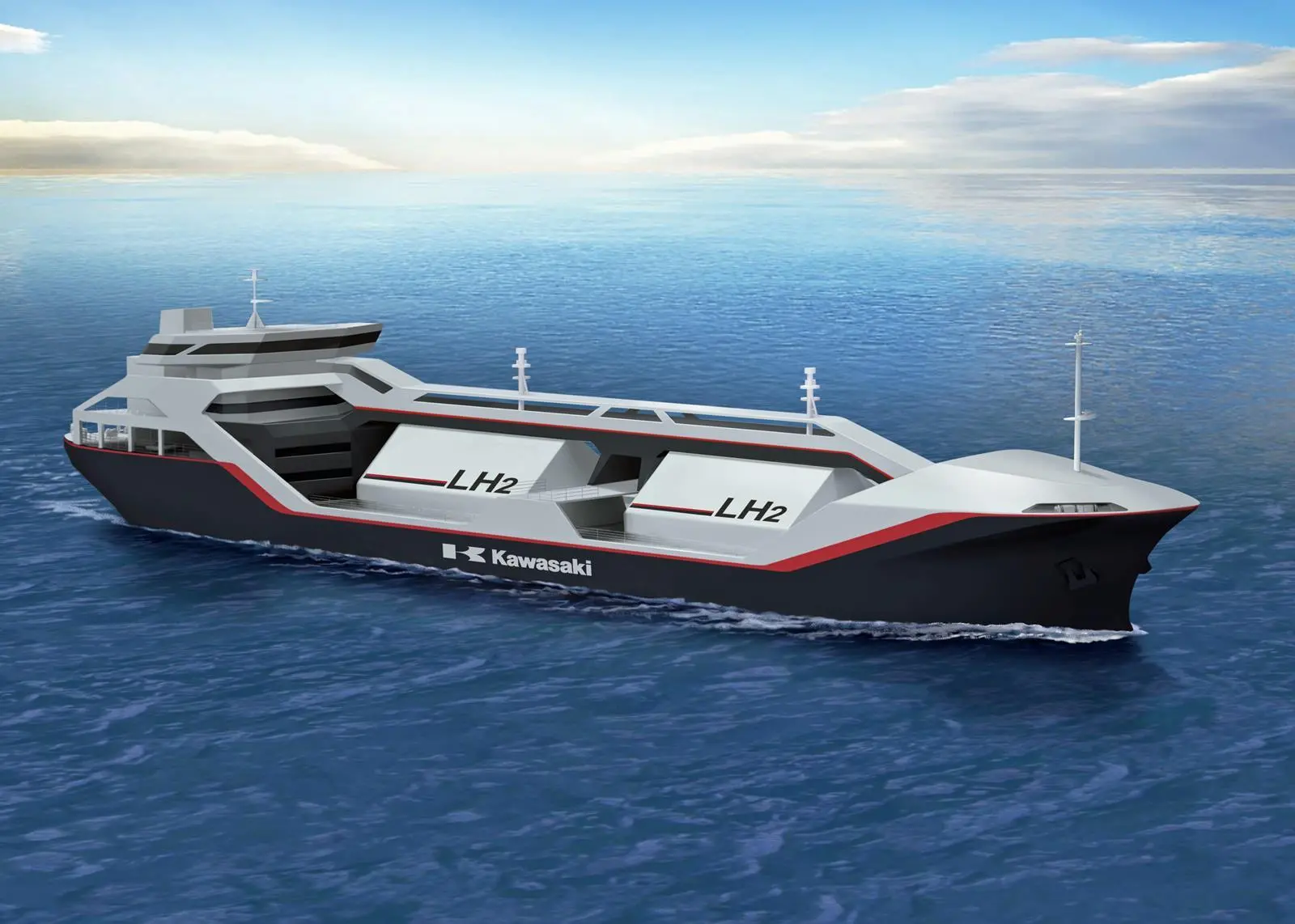 One of two liquefied hydrogen carrier designs developed by Kawasaki Heavy Industries in 2014
