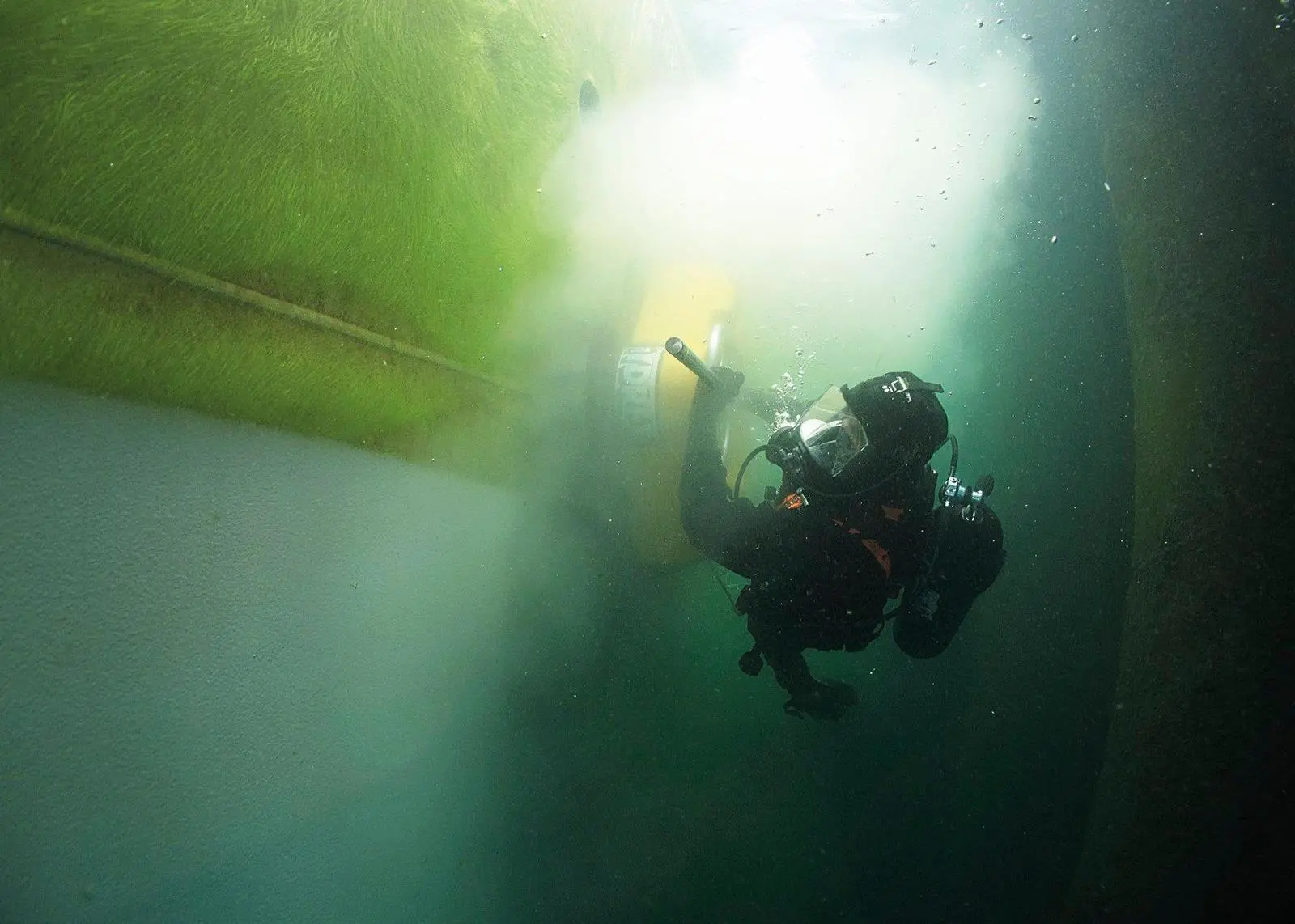 Underwater hull cleaning offers significant environmental and cost benefits if conducted properly (credit: Hydrex/Subsea Industries)