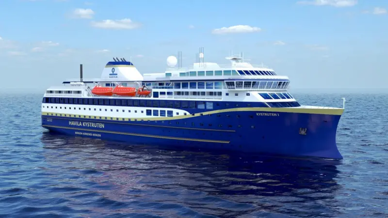Four new cruise ferries for Havila Kystruten will feature the biggest marine battery installations to date (credit: Havyard)
