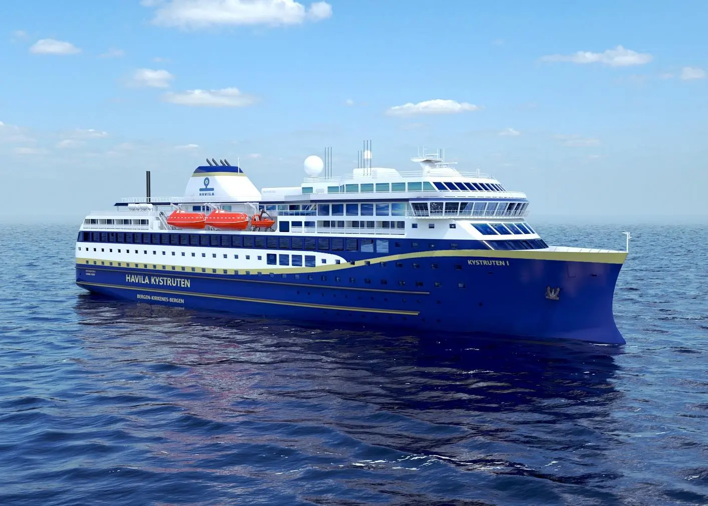 Four new cruise ferries for Havila Kystruten will feature the biggest marine battery installations to date (credit: Havyard)