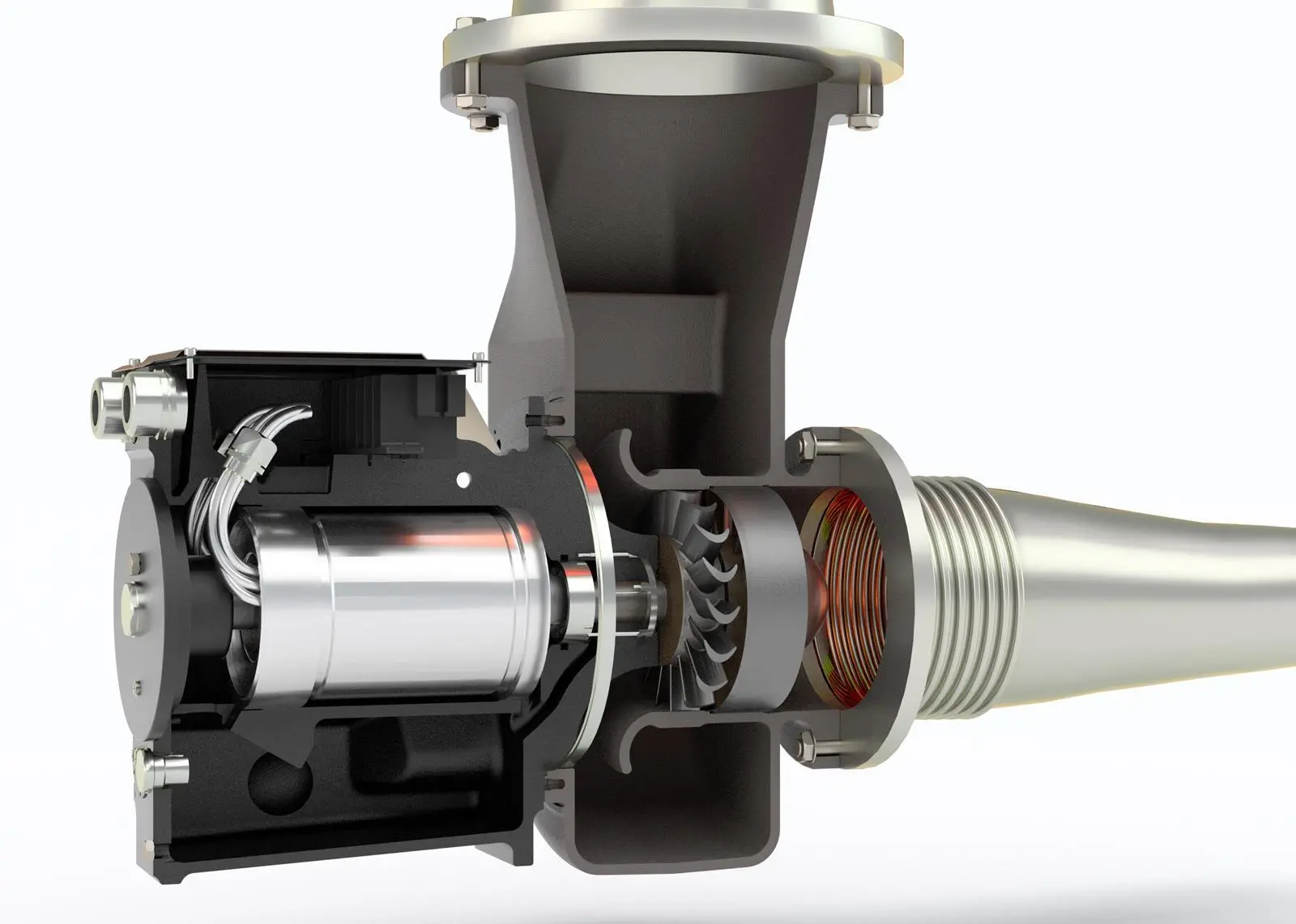 Cutaway of Bowman’s ETC 1000 electric turbo compounding solution (credit: Bowman Power).